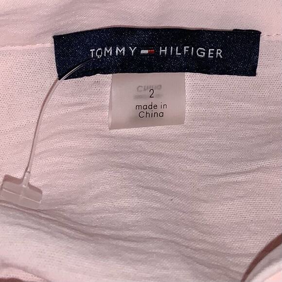 Tommy Hilfiger Dress Women's 2 Pink Crinkle Stretchy Casual Work Popover - Picture 6 of 9